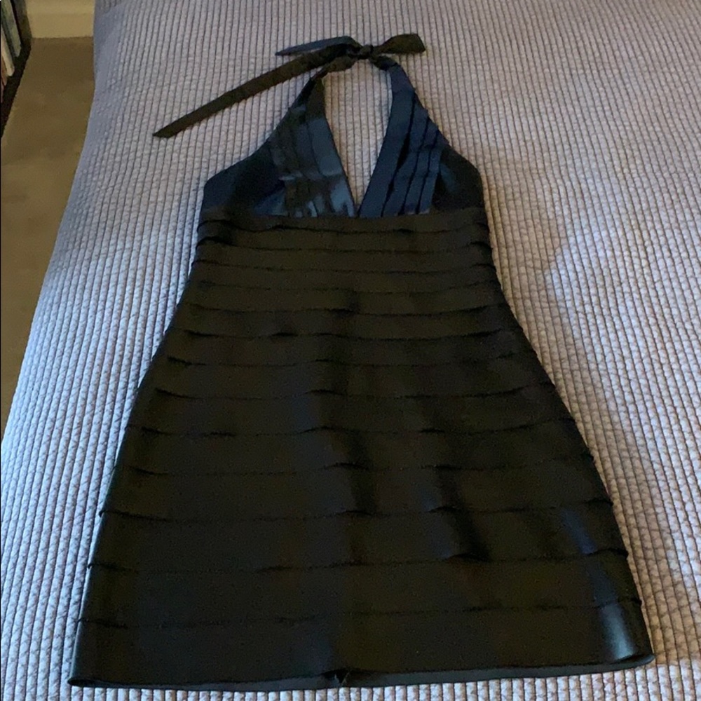 BCBG Black Pleated Satin Dress size 6